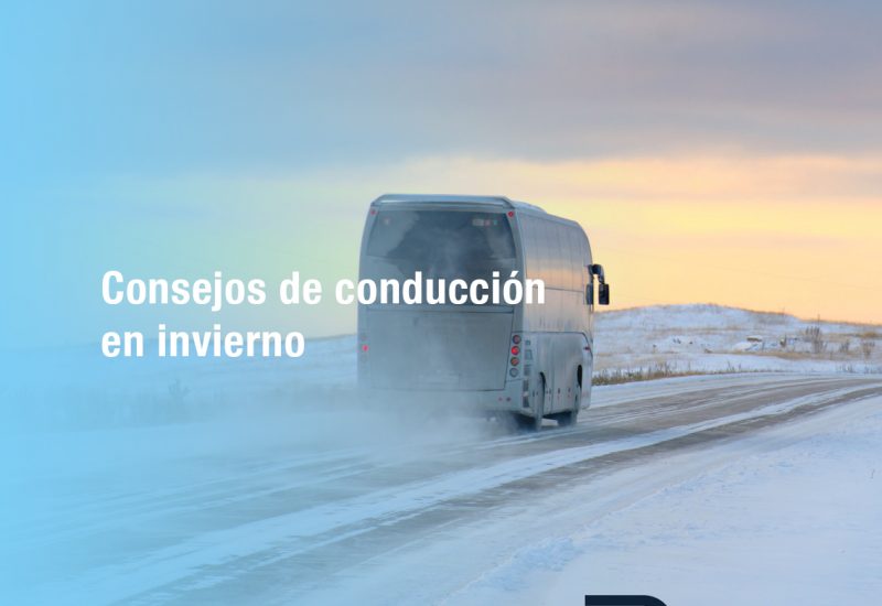 Bus driving on winter roads