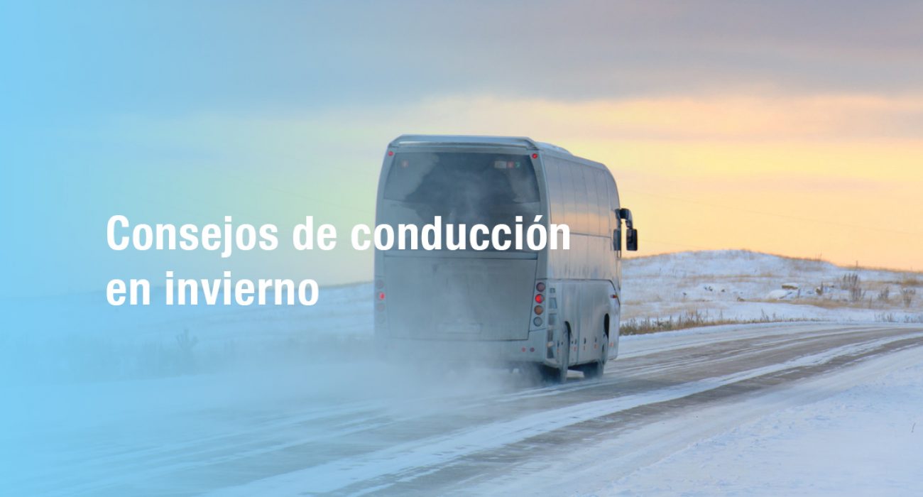 Bus driving on winter roads